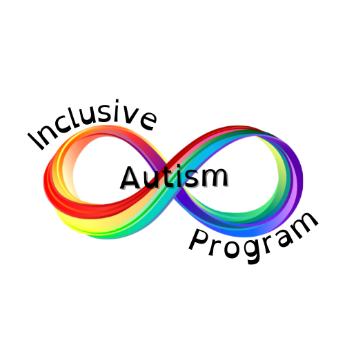 Photo of a rainbow infinity symbol with the words Inclusive Autism Program in black ink